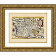 thumbnail image 1 of Ortelius 24x19 Gold Ornate Wood Framed with Double Matting Museum Art Print Titled - Gaul France - Ortelius 1579, 1 of 4