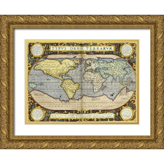 Ortelius, Abraham 14x11 Gold Ornate Wood Framed with Double Matting Museum Art Print Titled - Theatrum Orbis Terrarum