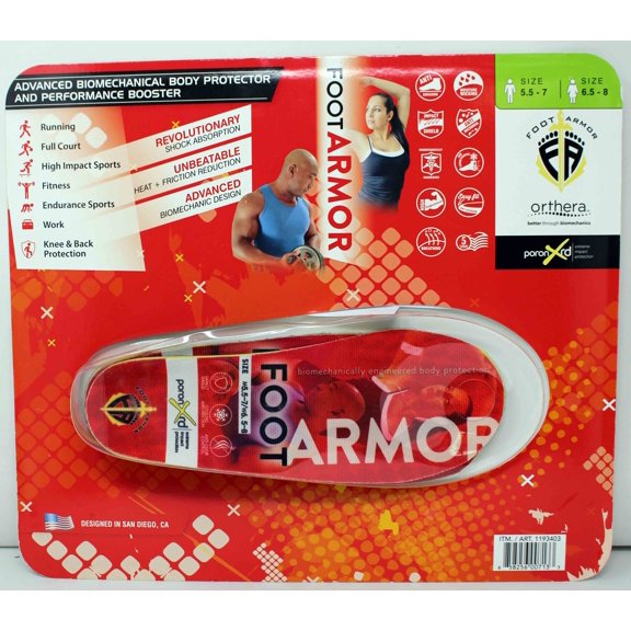 Orthera Foot Armor Orthotic Insoles Men's Size 5.5-7
