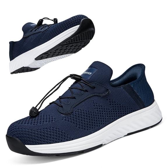 Orthinice Men's Shoes Arch Support Slip-On Casual Shoes, Medium Wide Platform Round Toe | Navy, 11
