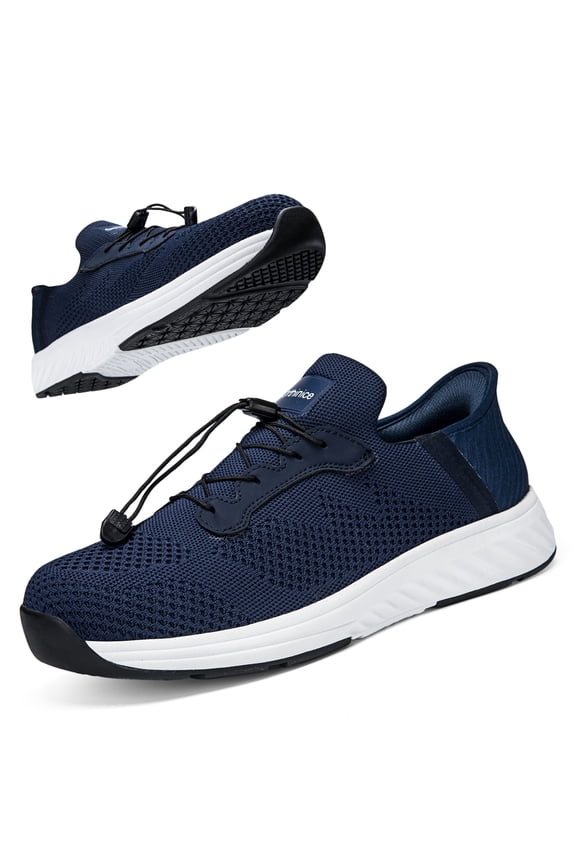 Men's Shoes Arch Support Slip-On Casual Shoes, Medium Wide Platform Round Toe | Navy, 8