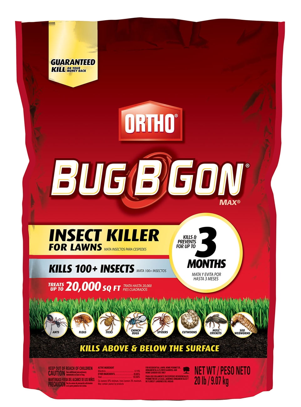 Ortho Bug B Gon MAX Insect Killer for Lawns Granules, 20 lb, Kill