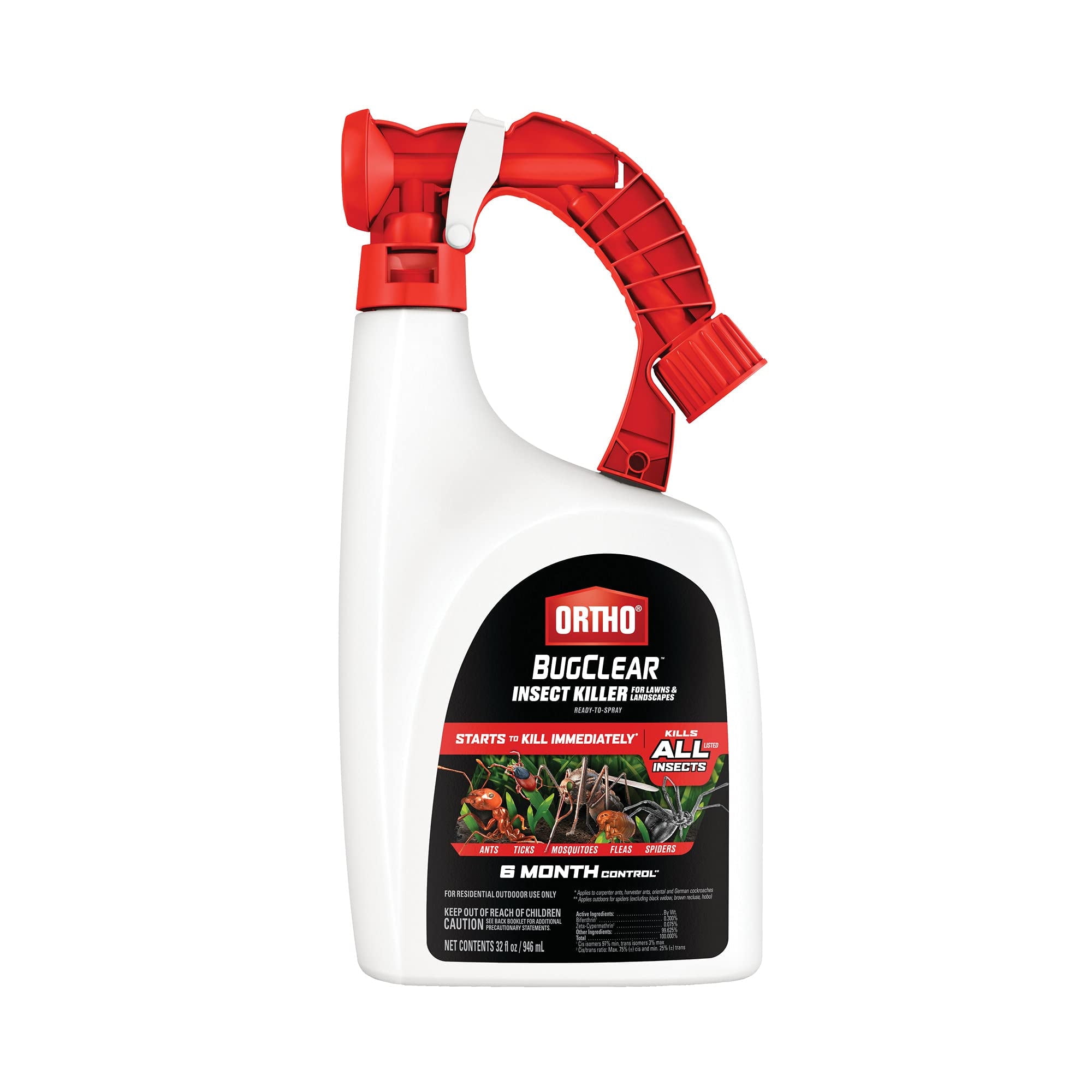 Ortho BugClear Insect Killer for Lawns & Landscapes Ready to Spray - Kills Periodical Cicadas, Ants, Spiders, Fleas, Ticks & More, Outdoor Bug Spray for up to 6 Month Insect Control, 32 oz. C27