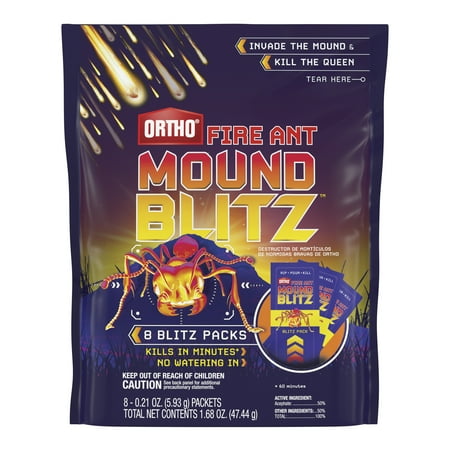 Ortho Fire Ant Mound Blitz, Fire Ant Killer, For Lawns, 8 Pre-Measured Packs