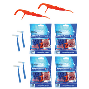 Ortho Floss| Floss for Braces| 200 Count Bag| Pack of 4 Bonus 4 Interdental Brush| Floss Dental Pick Fits Between Brace Wire and Teeth| Quick and Easy Braces Floss