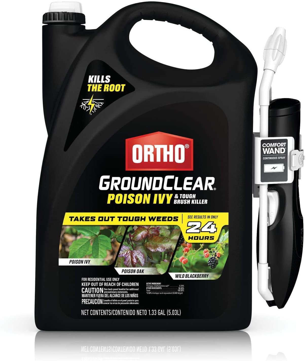 Ortho GroundClear Poison Ivy & Tough Brush Killer with Comfort Wand, 1.33 Gallon