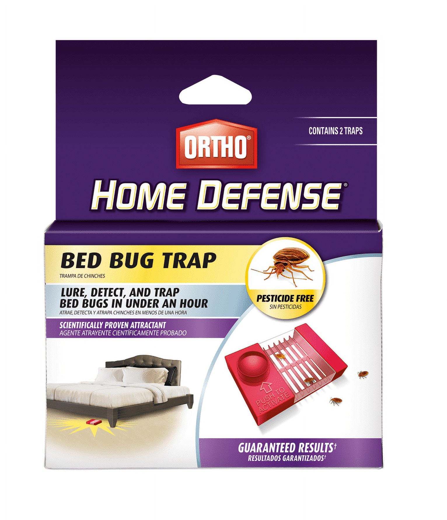 Ortho Home Defense Bed Bug Trap, 2 Traps, Pesticide Free & Easy To Use