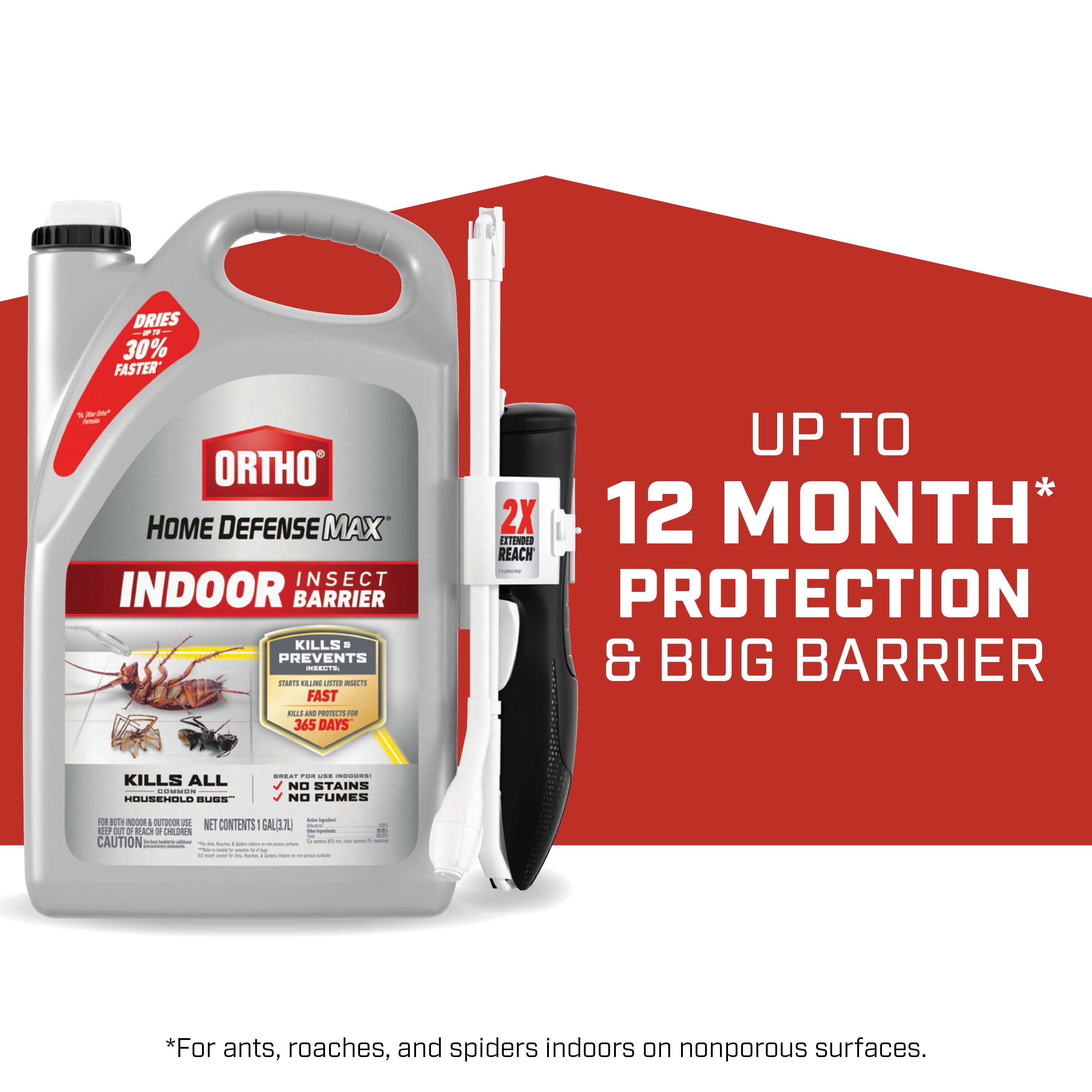 Ortho Home Defense Max Indoor Insect Barrier with Extended Reach Comfort Wand, 1 gal.