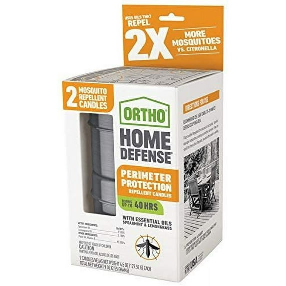 Ortho Home Defense Perimeter Protection Repellent Candle - Fresh Citrus Scent - 2 Pack, 4.5 oz