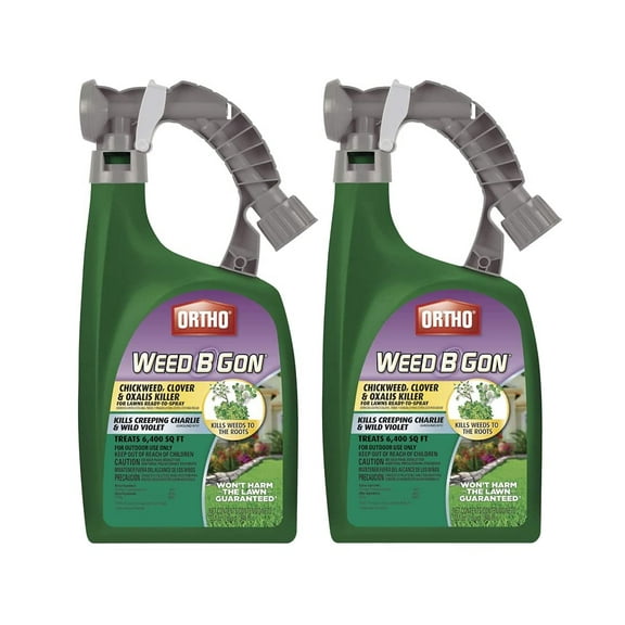 Ortho Weed B Gon Chickweed, Clover & Oxalis Killer for Lawns, 32 Oz. Pack of 2