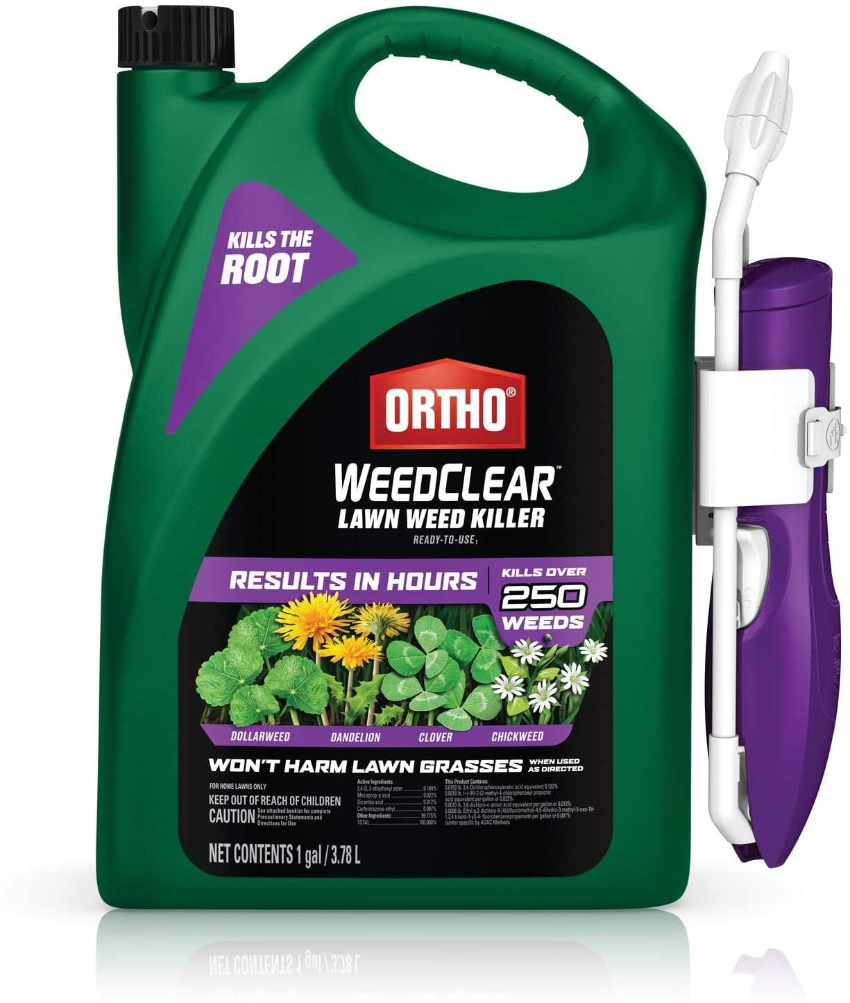 Ortho WeedClear Lawn Weed Killer Ready-to-Use1 - with Comfort Wand, Results in Hours, Kills Dollarweed, Dandelion, Clover and Chickweed to the Root, 1 gal.