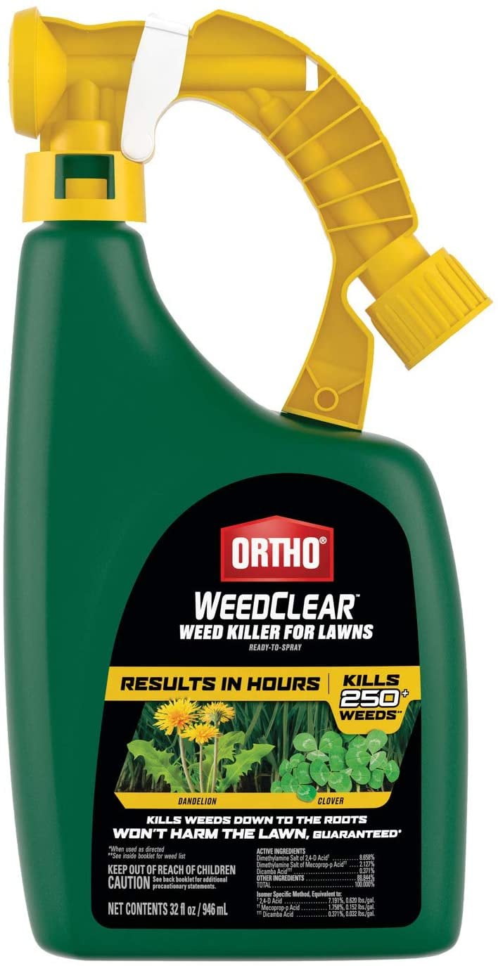 Ortho WeedClear Weed Killer for Lawns Ready-To-Spray: Treats up to 16,000 sq. ft., Won't Harm Grass When Used as Directed, Kills Dandelion & Clover, 32 oz.
