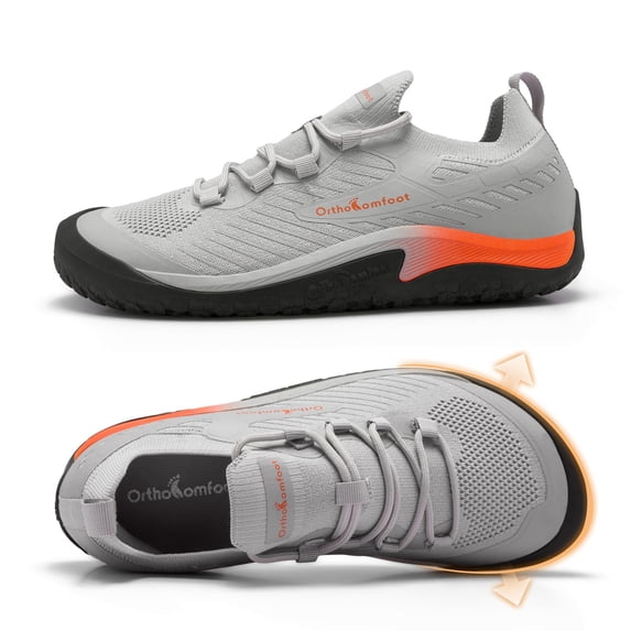 OrthoComfoot Men's Orthopedic Wide Barefoot Shoes, Comfortable Arch Support Wide Toe Box Zero Drop Walking and Training Sneakers