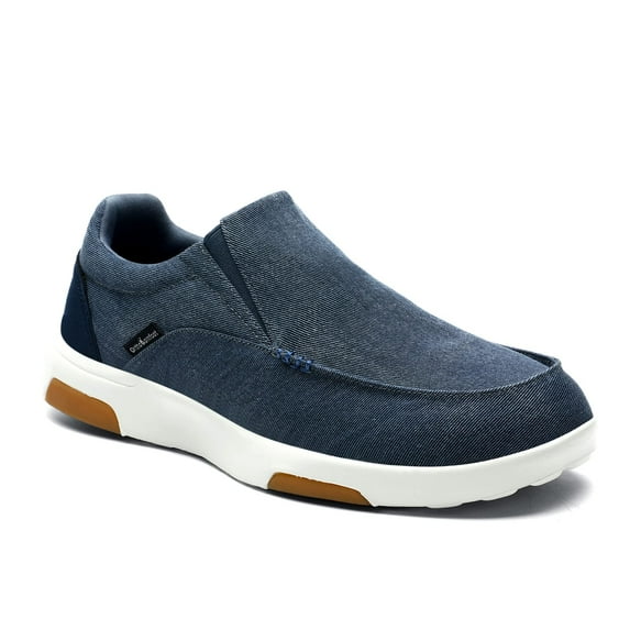 OrthoComfoot Men's Slip On Loafers,Arch Support Boat Shoes for Plantar Fasciitis,Canvas Leisure Vintage Flat Walking Orthopedic Shoes for Extra Cushioning and Pain Relief