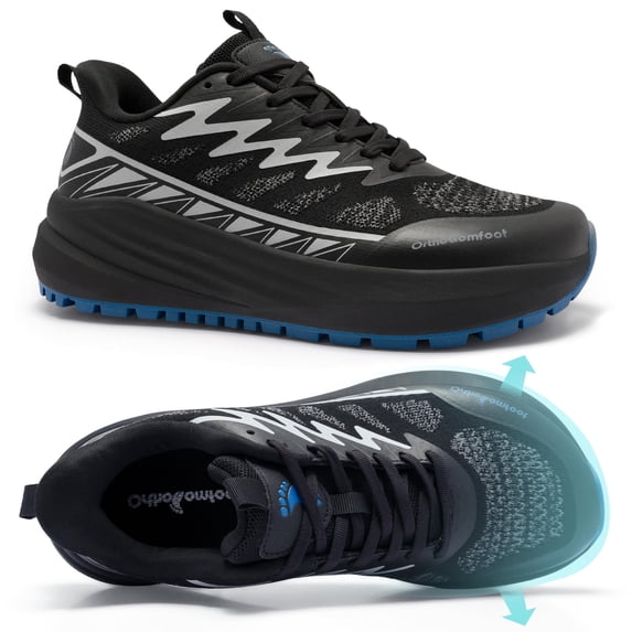 OrthoComfoot Men's Wide Orthopedic Trail Running Shoes, Arch Support Athletic Sneakers for Walking, Work and Outdoor Use