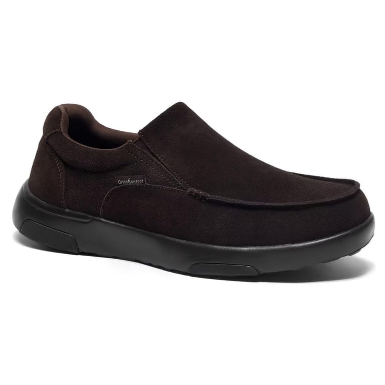 OrthoComfoot Men\'s Black Leather Slip On Comfortable Non-Slip Athletic Shoes OrthoComfoot Mens Casual Orthopedic Walking Shoes with Arch  main image 2
