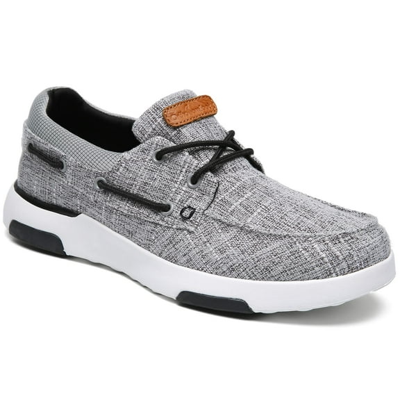 OrthoComfoot Mens Lace up Shoes, Casual Canvas Loafers with Arch Support, Comfortable Deck Shoe for Extra Cushioning and Pain Relief