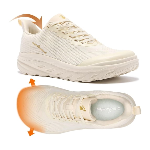 OrthoComfoot Orthopedic Men's Wide Shoes: Comfortable Arch Support Running Sneakers, Wide Toe Box Work Tennis Outdoor Walking Shoes