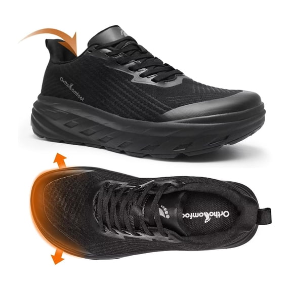 OrthoComfoot Orthopedic Men's Wide Shoes: Comfortable Arch Support Running Sneakers, Wide Toe Box Work Tennis Outdoor Walking Shoes