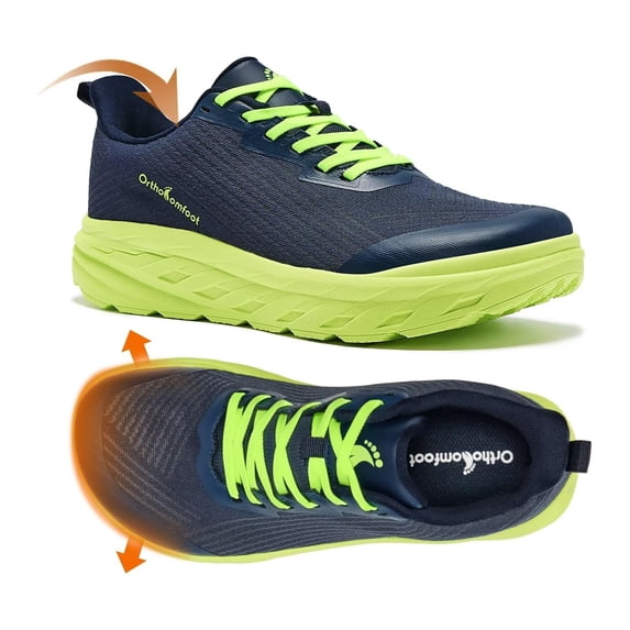 OrthoComfoot Orthopedic Men's Wide Shoes: Comfortable Arch Support Running Sneakers, Wide Toe Box Work Tennis Outdoor Walking Shoes