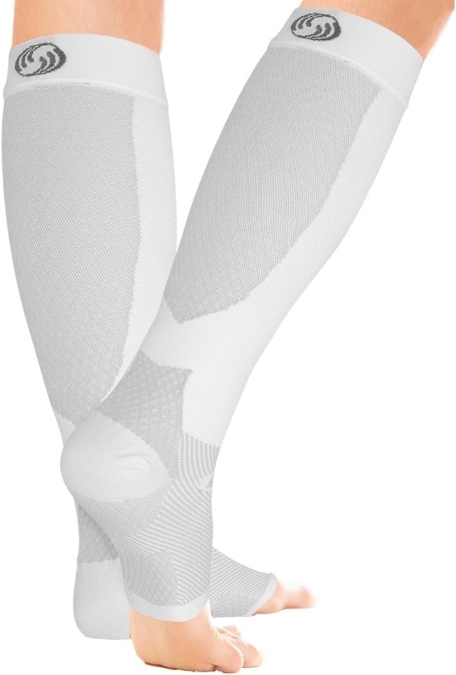 OrthoSleeve FS6 Full Leg Compression Sleeves for Heel Pain Shin Splints and Plantar Fasciitis Large White Walmart Business Supplies