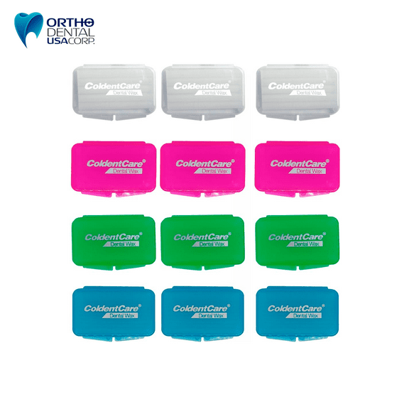 Orthodontic Braces Wax for Braces and Aligners Wax Strips, Multicolor cases, 12 Pack with storage case - 60 wax strips