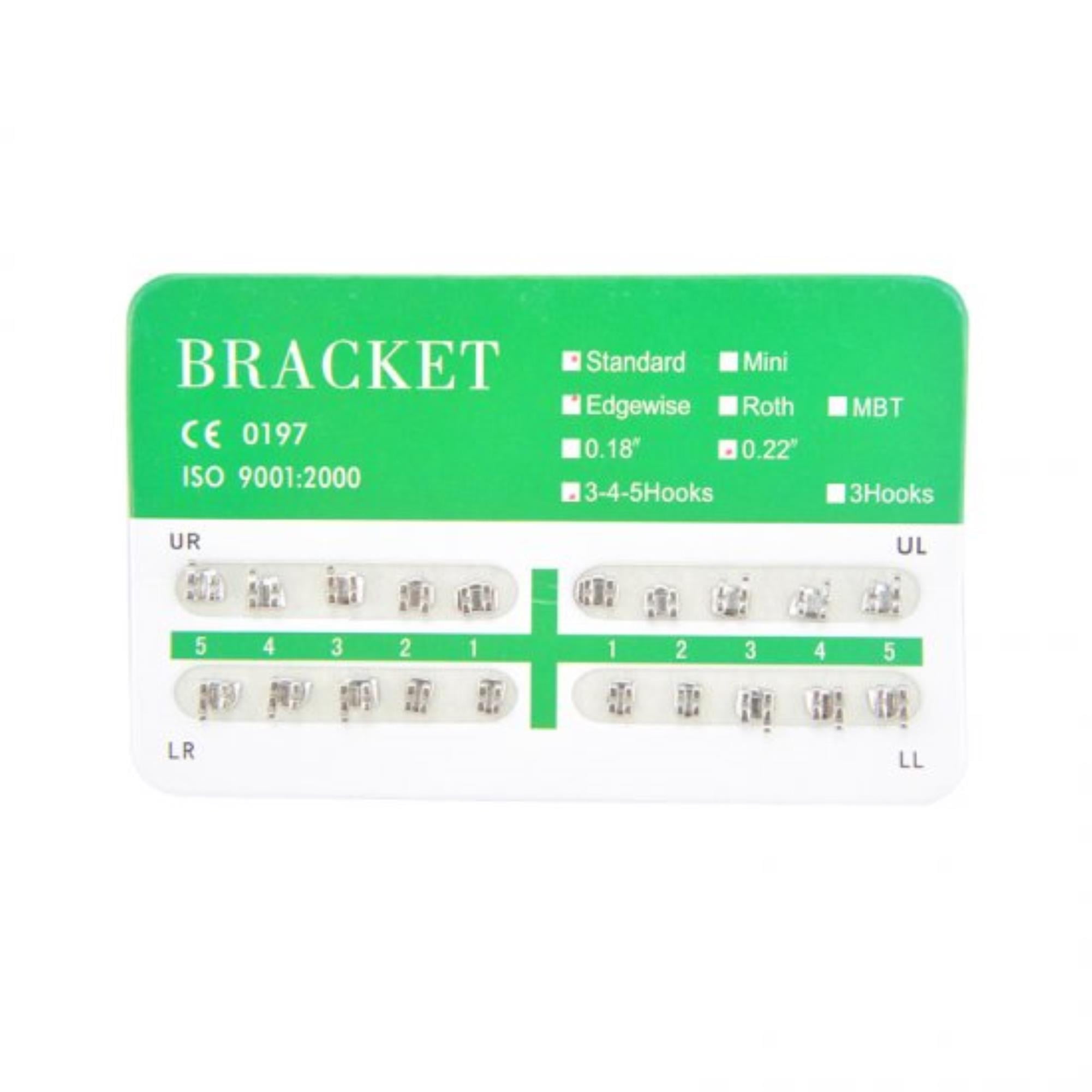 Orthodontic Brackets Standard 022 with 3-4-5 Hooks (20Pcs/Pack) - Enhance Your Smile, Edgewise Roth Treatment - Perfect for Teeth Alignment