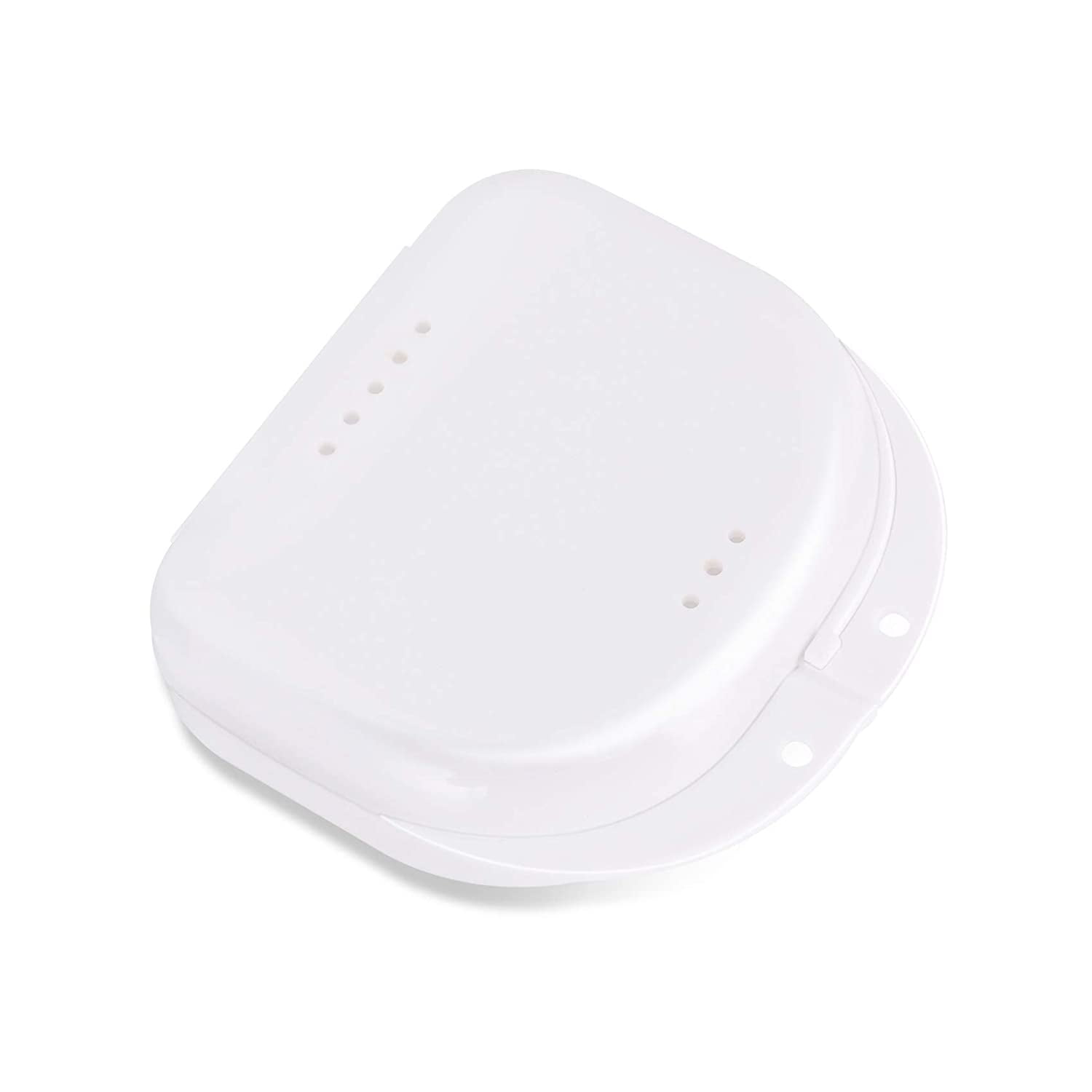 Orthodontic Dental Retainer Case Mouth Guard Storage Box with Vent Holes, Denture Holder Case Slim for Office|Travel|Household - Light & Small - White