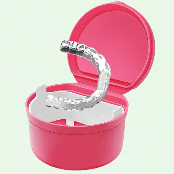 Orthodontic Fixing Box for Dentures, 2-Piece Set with Ventilation Holes, Invisalign Braces, Red and Blue