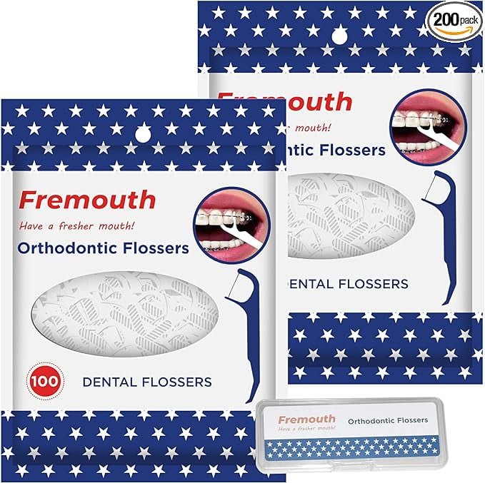 Orthodontic Flossers for Braces - Ortho Dental Floss Picks, 100 Count (Pack of 2), with a Travel Case