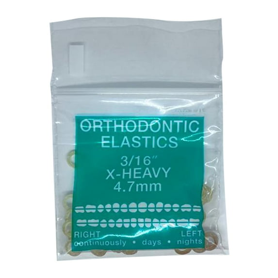 Orthodontic Intraoral Elastics - 10 bag x 100pcs - Extra Heavy 3/16" 8 oz – 4.7mm, Surgical Latex - 1000pcs, Dental natural material - Made in USA