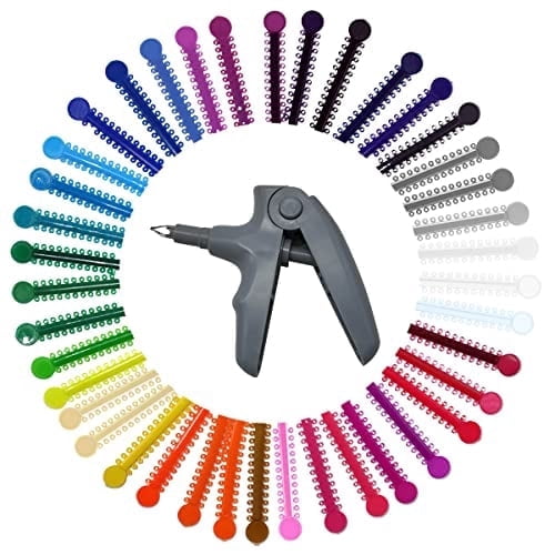 Orthodontic Ligature Ties Kit - 1040 Multi-Color Rubber Bands with Orthodontic Ligature Gun for Braces - Complete Tool Set for Dental Braces and Orthodontic Procedures