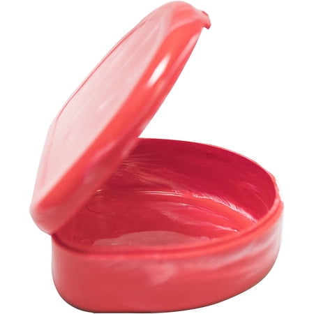Orthodontic Retainer Case With Hinged Lid Snaps, Portable Denture Cases, Mouthguard Case for Retainer and Dentures (Red Marble)