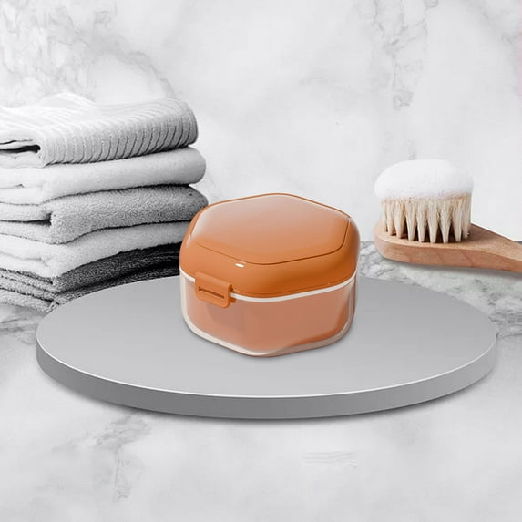 Orthodontic Retainer Case with Cleaning Container - Invisible Braces & Denture Storage Box, Portable Travel Holder for Braces, Retainers, Dentures