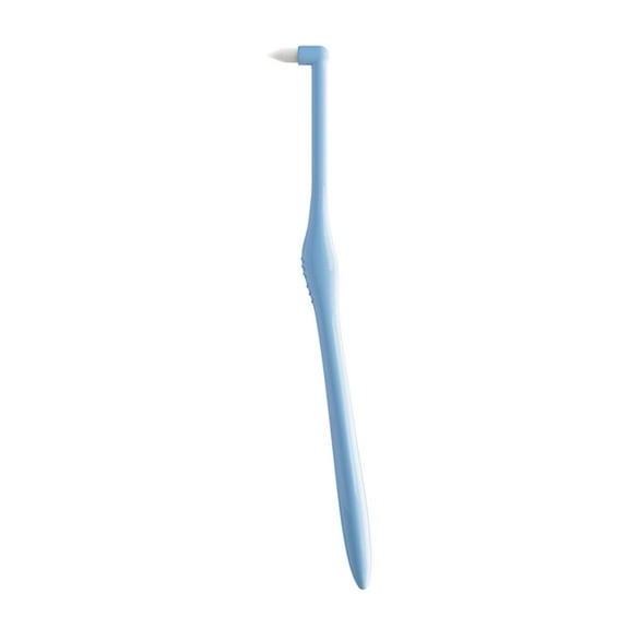 Orthodontic Tufted Interproximal Brush - Slim Tapered Tip Cleaner for Braces and Aligners - Stiff Tuft Core Bristles - Angled Ergonomic Handle - Hygienic Travel Cap - Plastic Cleaning Tool