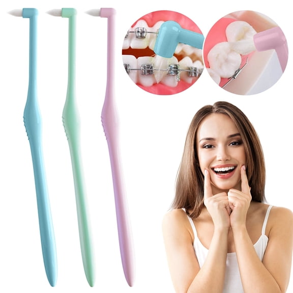 Orthodontic Tufted Interproximal Brush - Tapered Single-Tip Plastic Cleaner for Teens Adults Braces, Aligners & Wisdom Teeth Grooves, Gentle on Gums, Ideal for Plaque Removal, 6.69in, Pink