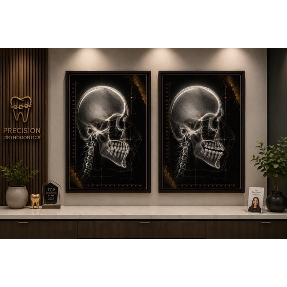 Orthodontic decor prints Dentist Office Wall Art Braces Artwork X-ray Poster Set 2