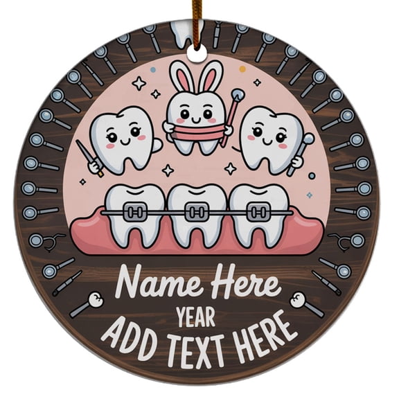 Orthodontics Christmas Ornament 2025, Santas Favorite Orthodontist Gift, Custom Name Text Orthodontist Keepsake, Dentist Teeth Doctor Christmas Ornament Decoration