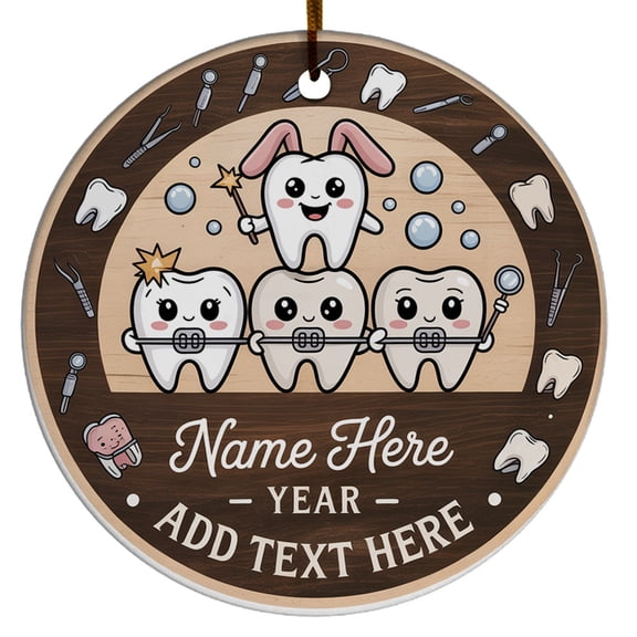 Orthodontics Christmas Ornament 2025, Santas Favorite Orthodontist Gift, Custom Name Text Orthodontist Keepsake, Dentist Teeth Doctor Christmas Ornament Decoration