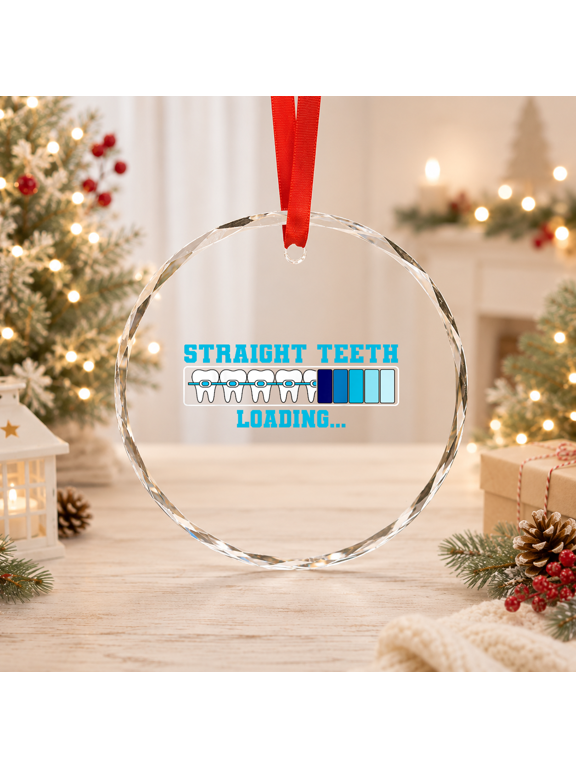 Orthodontist Dental Braces Straight Teeth Loading Glass Ornament