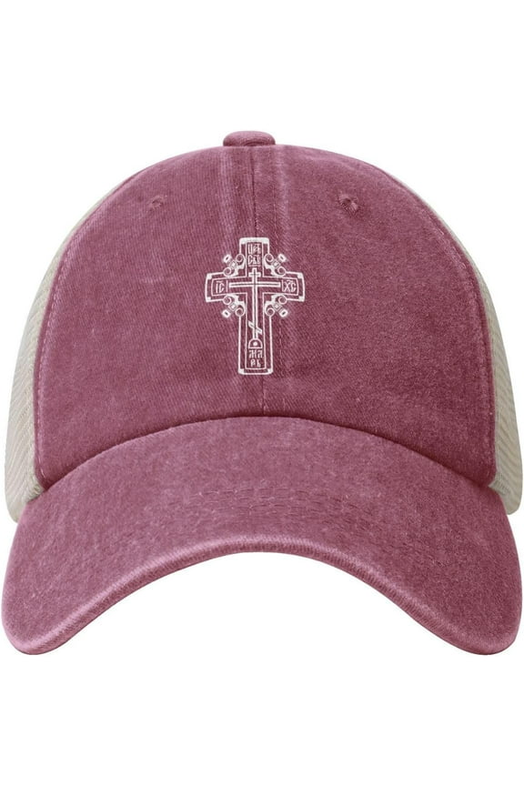 Orthodox Christian Cross Cowboy Hat Men Vintage Mesh Baseball Cap Women Dad Hat Sun Hat Trucker Hat Black