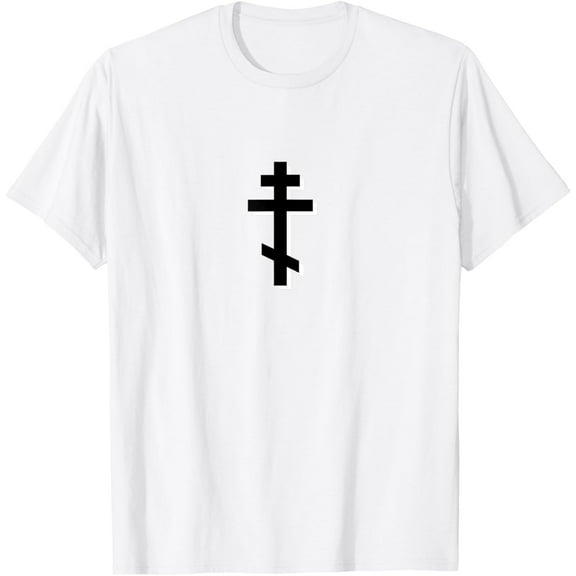 Orthodox Cross T-Shirt Russian Cross Shirt 8 pointMen and women, White T-shirt, size: Extra large
