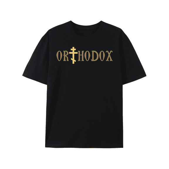 [Orthodox Golden Slogan Cotton T-Shirt] Breathable Orthodox Golden Slogan Cotton T-Shirt - Comfort Fit, Crew Neck, Short Sleeves for Men & Women - Perfect for Summer