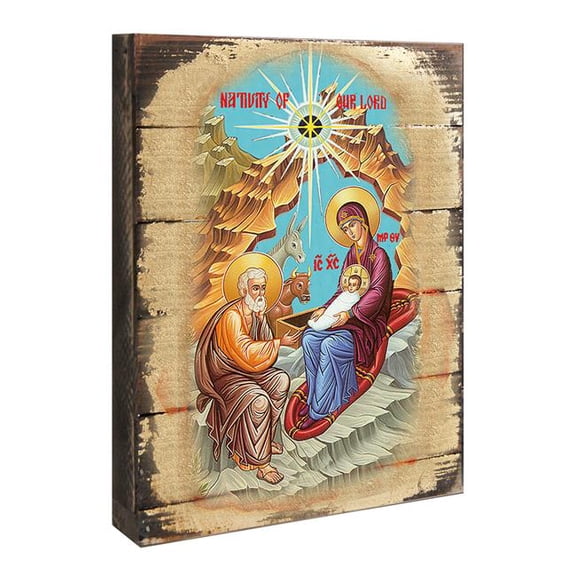 Orthodox nativity Icon Painting on Gold-Plated Wooden Block