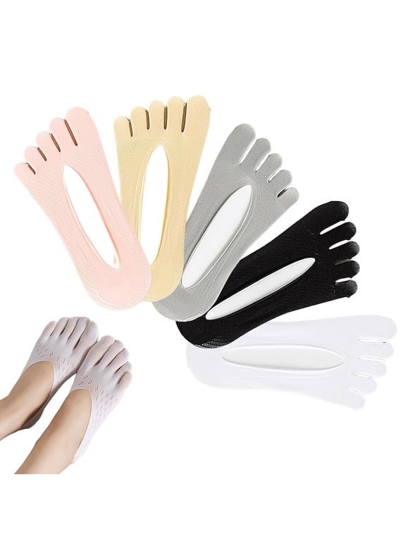 Orthoes Socks, Orthoes Bunion Relief Socks, Orthoes Bunion Corrector Socks for Women, Socks for Bunions Women, No Show Low Cut Five Finger Orthopedic Compression Socks for Women (5Pairs)