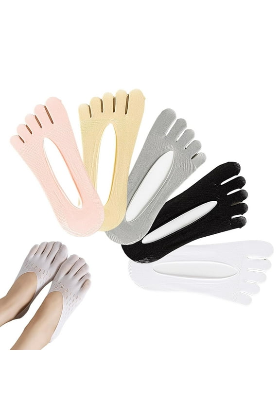 Orthoes Socks, Orthoes Bunion Relief Socks, Orthoes Bunion Corrector Socks for Women, Socks for Bunions Women, No Show Low Cut Five Finger Orthopedic Compression Socks for Women (5Pairs)