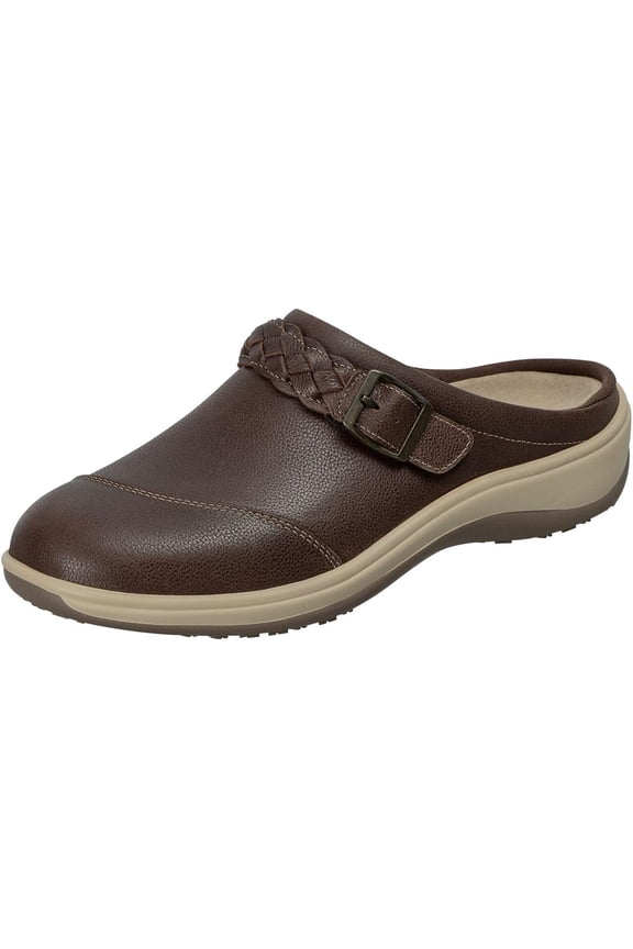 Irma Women's Clog Brown Leather Slip On Comfort Shoes