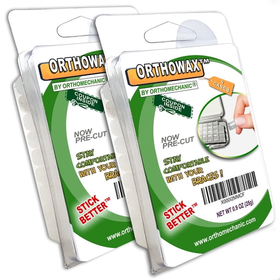Orthomechanic - Pk of 18 - Genuine Orthodontic Wax for Braces - Stick Better Than Competitor