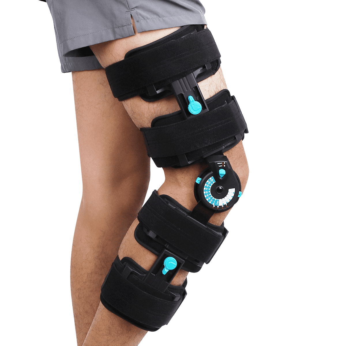 Orthomen Hinged Knee Brace, Adjustable Knee Immobilizer with ROM