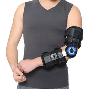 Orthomen Hinged ROM Elbow Brace, Adjustable Post OP Elbow Brace Stabilizer Splint Arm Injury Recovery Support After SurgeryMam & Women(Left)